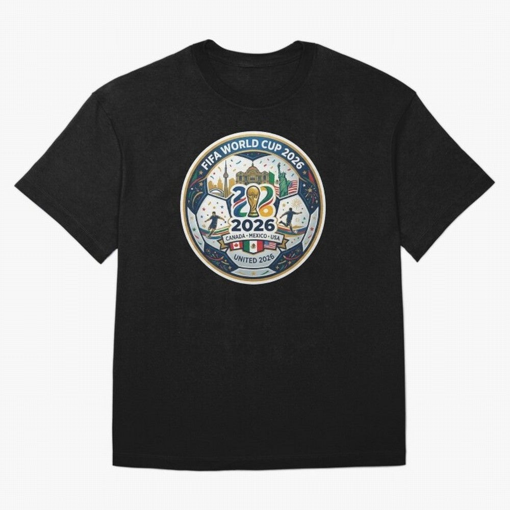 FIFA World Cup 2026 North America Commemorative Emblem Classic T-Shirt Support the Legends of FIFA World Cup 2026 USA Canada Mexico Inspired by Messi, Neymar and Mbappe, Argentina, France and Brazil Energy, Football History, Final Match Energy,