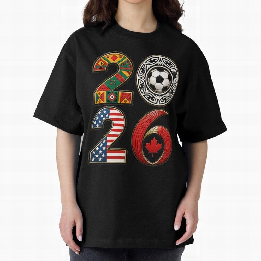 United 2026 Soccer Fan - North America Host Countries Oversized T-Shirt Remember Iconic Moments from Global Football Passion for FIFA World Cup 2026 Group Stage, Made for Mbappe, Spain and Netherlands, Football Passion, Legendary Performances,