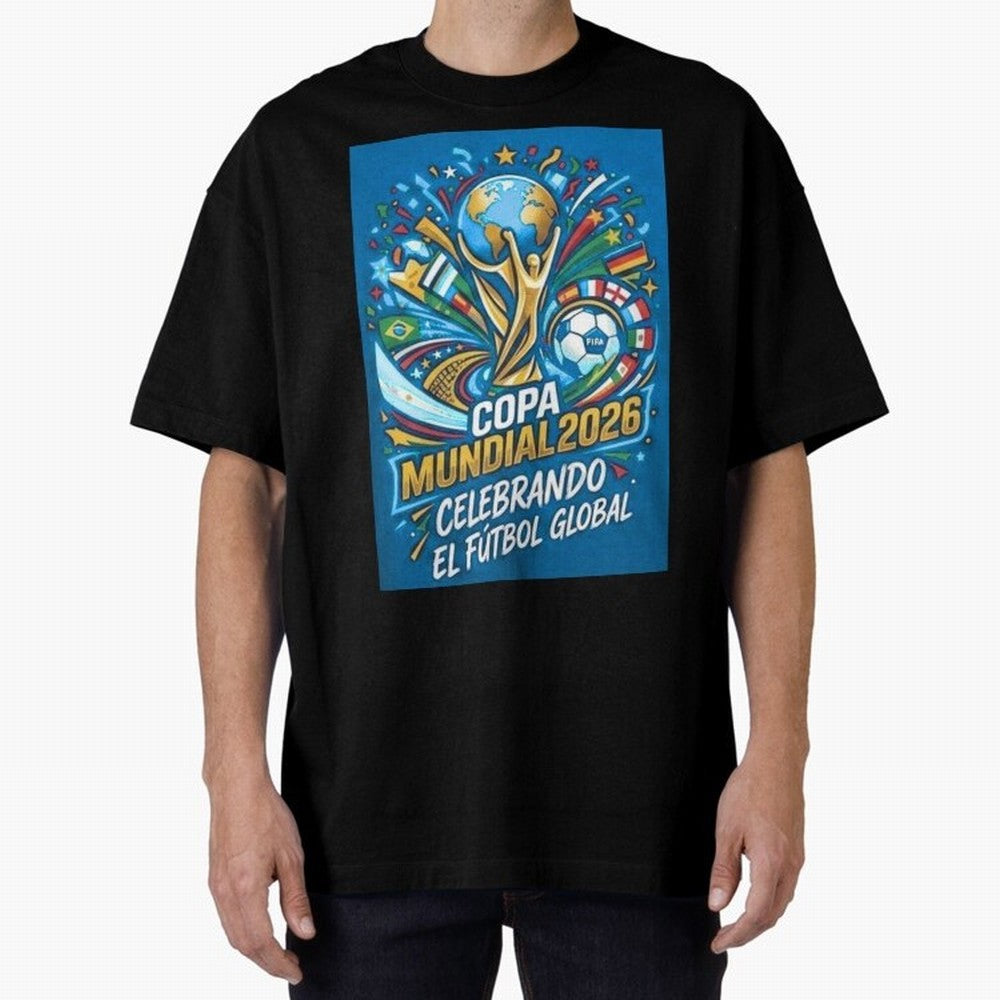 World Cup Oversized T-Shirt Back the Journey through FIFA World Cup 2026 Group Stage Centered on CR7 and Messi, Spain and Netherlands Energy, Soccer Culture, Superstar Moments, National Team Dreams and Competitive Fire; Great for Watch Parties,