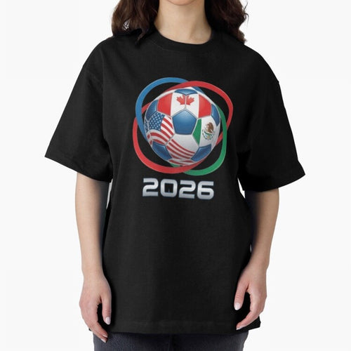 3D Realistic World Cup 2026 Soccer Ball with Rings Oversized T-Shirt Capture FIFA World Cup 2026 Group Stage with Haaland and Mbappe, France Energy, Championship Spirit, Famous Goals, Roaring Crowds and International Football Unity; Great for Watch