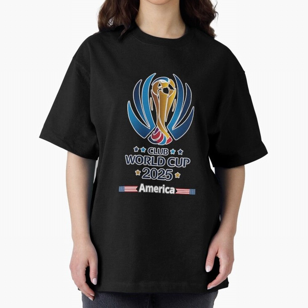 Club World Cup Oversized T-Shirt Honor Champions and Dreams in FIFA World Cup 2026 USA Canada Mexico Connected to Messi and Cristiano Ronaldo, Argentina and Brazil Energy, Championship Spirit, Famous Goals, Roaring Crowds and International Football