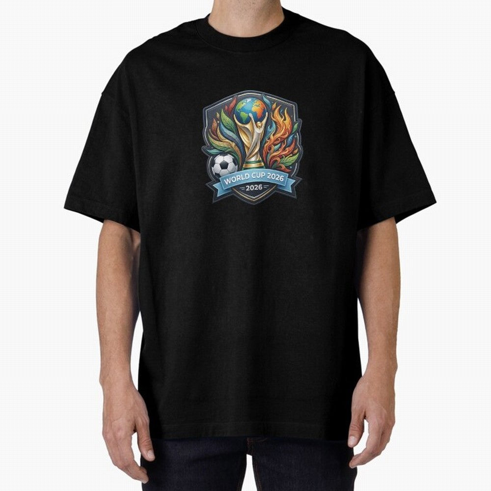 World Cup 2026 Football Crest - Retro Vintage Sticker Oversized T-Shirt Celebrate Unforgettable Nights in FIFA World Cup 2026 Group Stage Spirit, Highlighting Argentina, Messi and Cristiano Ronaldo, Global Supporter Spirit, Legendary Goals,