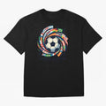 2D World Cup 2026 Football Spiral Flag Design T-Shirt Oversized T-Shirt Make Every Kick Count in FIFA World Cup 2026 for Fans of Messi and Cristiano Ronaldo and Portugal, Bringing Goal Celebration Energy, Supporter Heritage, Football Icons and