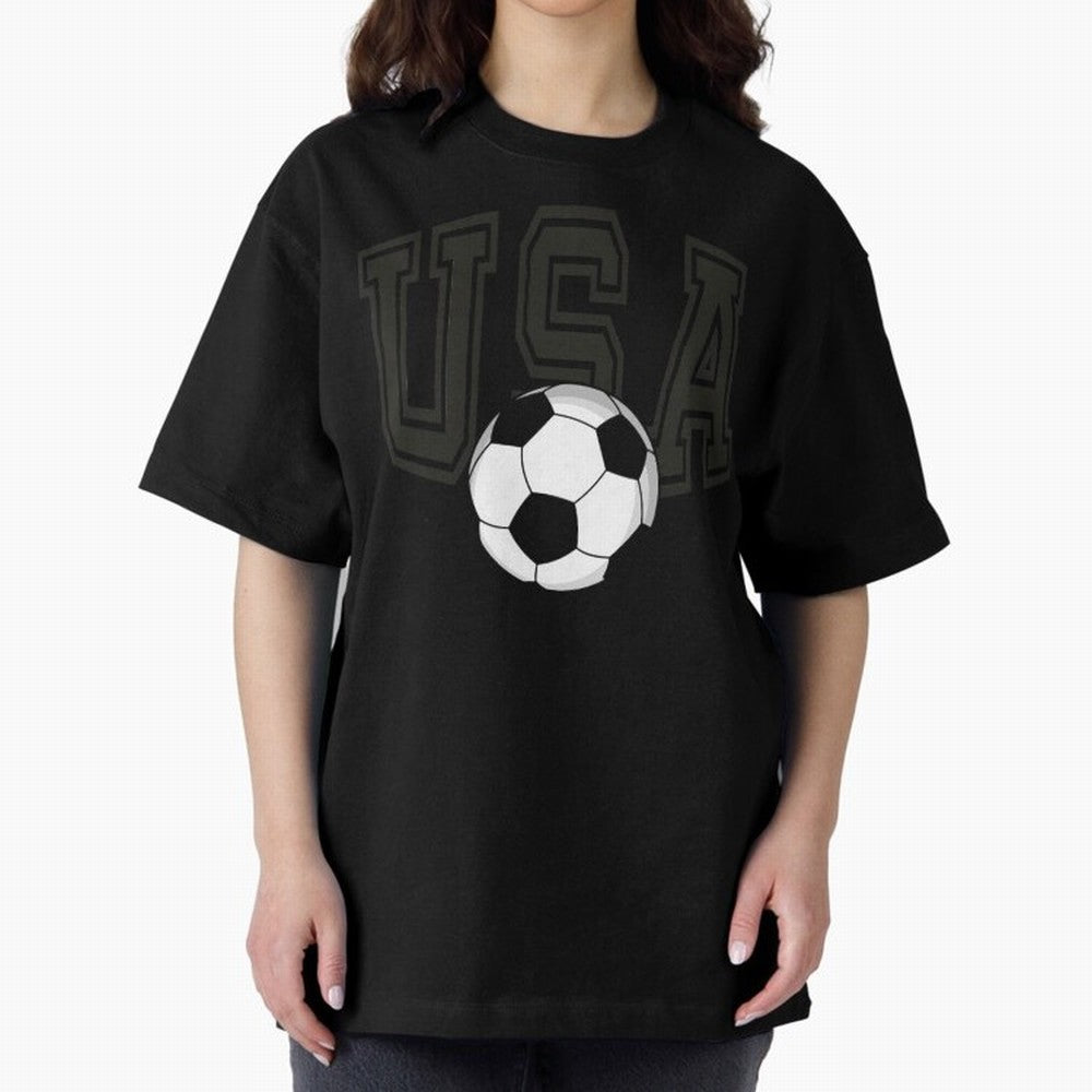 USA soccer ball American world cup 2026 fan Oversized T-Shirt Relive Global Football Passion for FIFA World Cup 2026 USA Canada Mexico, Centered on Neymar, Haaland and Cristiano Ronaldo, Argentina, France and Brazil, Retro Football Energy, Iconic