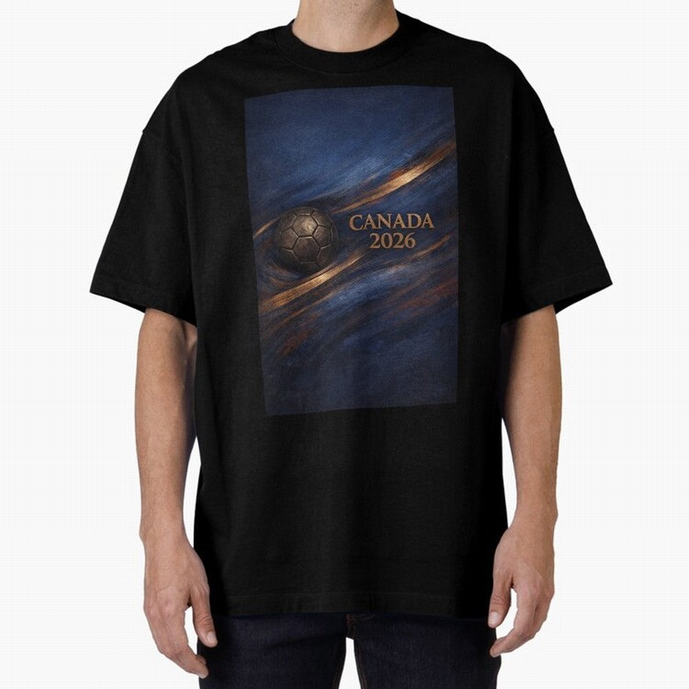 Canada 2026 Soccer Inspired Design Oversized T-Shirt Embrace FIFA World Cup 2026 with Mbappe and Neymar, Spain Energy, Sports Nostalgia, International Competition, Famous Players and Unforgettable Victories; Made for Collectors Who Enjoy Iconic