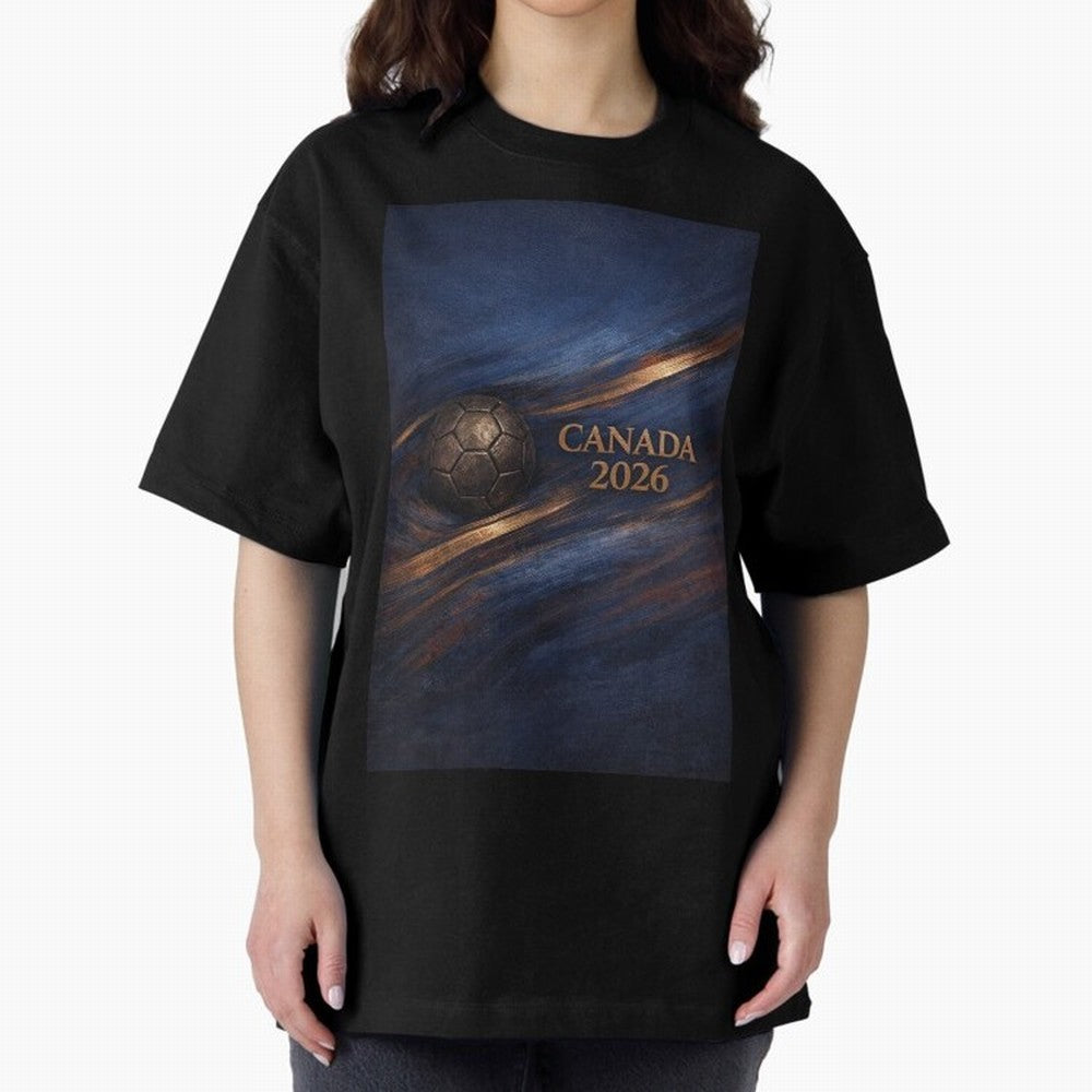 Canada 2026 Soccer Inspired Design Oversized T-Shirt Embrace FIFA World Cup 2026 with Mbappe and Neymar, Spain Energy, Sports Nostalgia, International Competition, Famous Players and Unforgettable Victories; Made for Collectors Who Enjoy Iconic