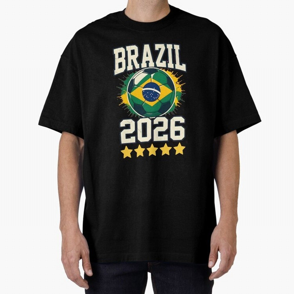 Brazil Soccer Football 2026 Oversized T-Shirt Celebrate Soccer Greatness during Global Football Passion for FIFA World Cup 2026 Group Stage, Centered on CR7, Argentina, Fan Favorite Moments, National Team Passion, Big Match Drama and Soccer