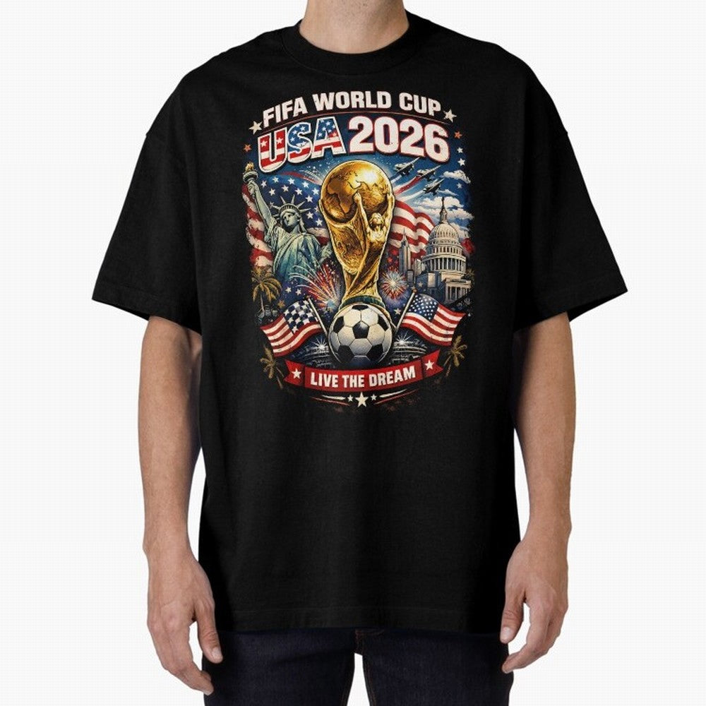 Fifa World Cup USA 2026 Colour Oversized T-Shirt Celebrate Golden Goal Energy in Match Day Hype around FIFA World Cup 2026, Haaland, Brazil, Portugal and Argentina, Goal Celebration Energy, Supporter Heritage, Football Icons and Worldwide