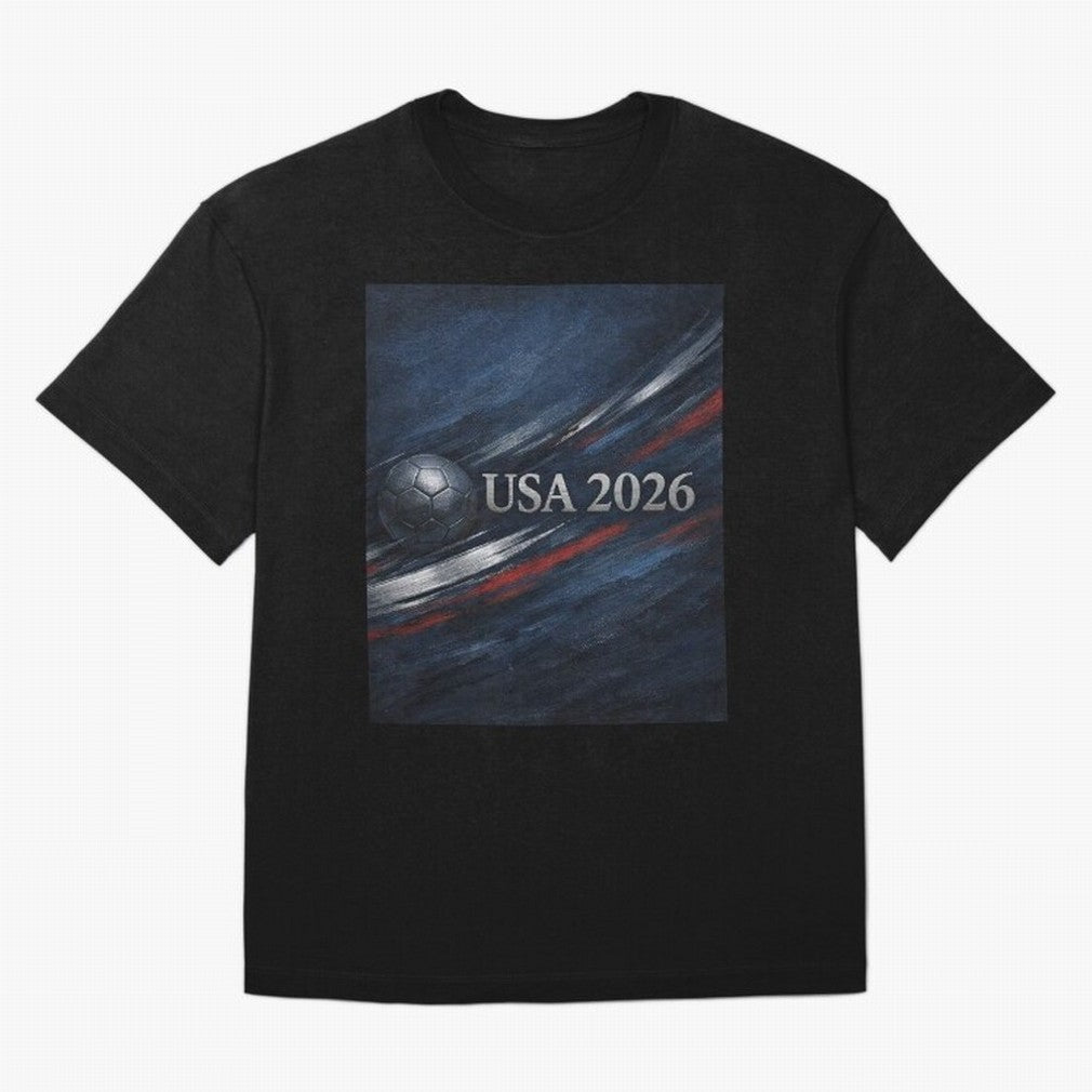 USA 2026 Soccer Design Inspired Oversized T-Shirt Support Match Day Hype around FIFA World Cup 2026 USA Canada Mexico, Neymar, Haaland and Cristiano Ronaldo, Brazil, Portugal and Argentina, Worldwide Fan Energy, Dramatic Goals, Stadium Lights and