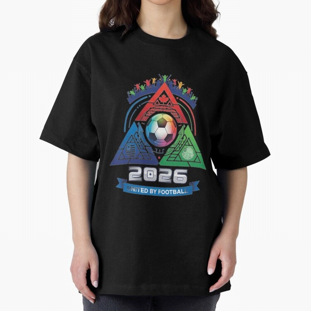 Triangular United By Football World Cup 2026 Emblem Oversized T-Shirt Honor Champions and Dreams in FIFA World Cup 2026 Group Stage Inspired by Messi, Argentina and Brazil Energy, Football History, Final Match Energy, Crowd Noise and Once in a