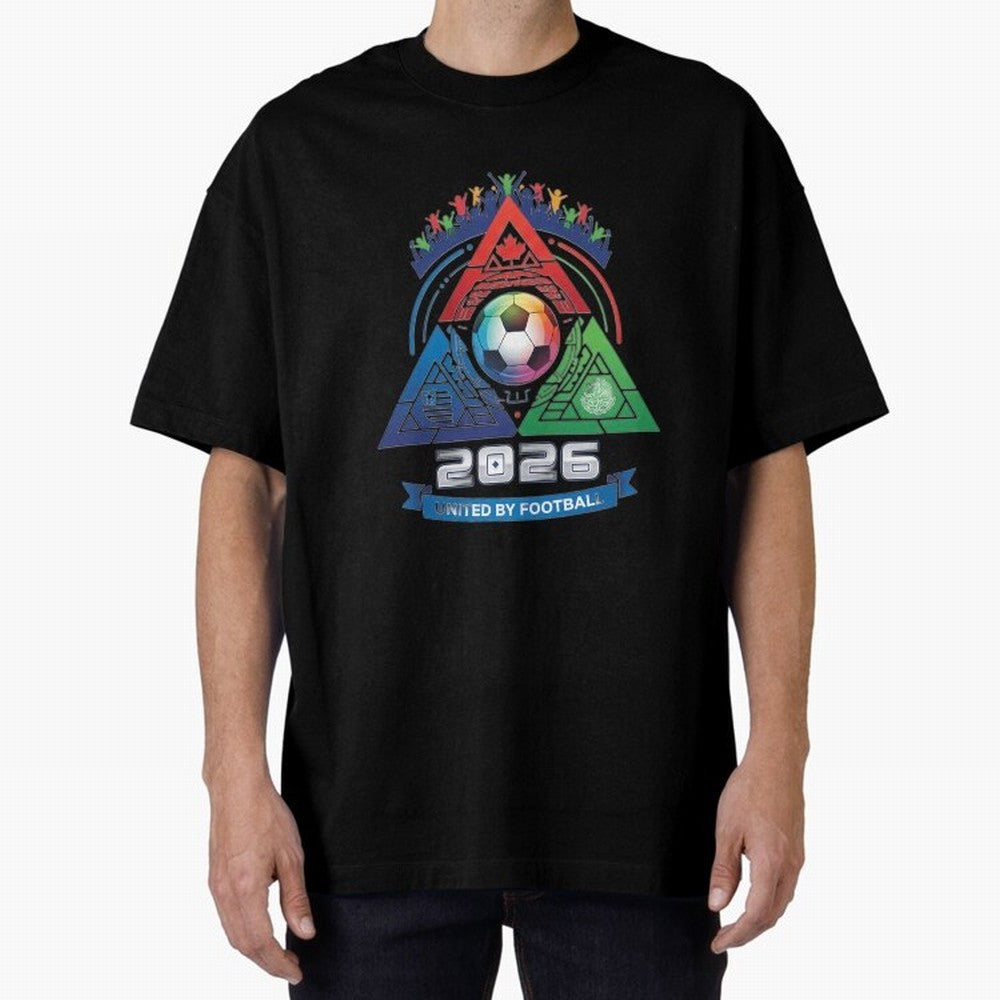Triangular United By Football World Cup 2026 Emblem Oversized T-Shirt Honor Champions and Dreams in FIFA World Cup 2026 Group Stage Inspired by Messi, Argentina and Brazil Energy, Football History, Final Match Energy, Crowd Noise and Once in a