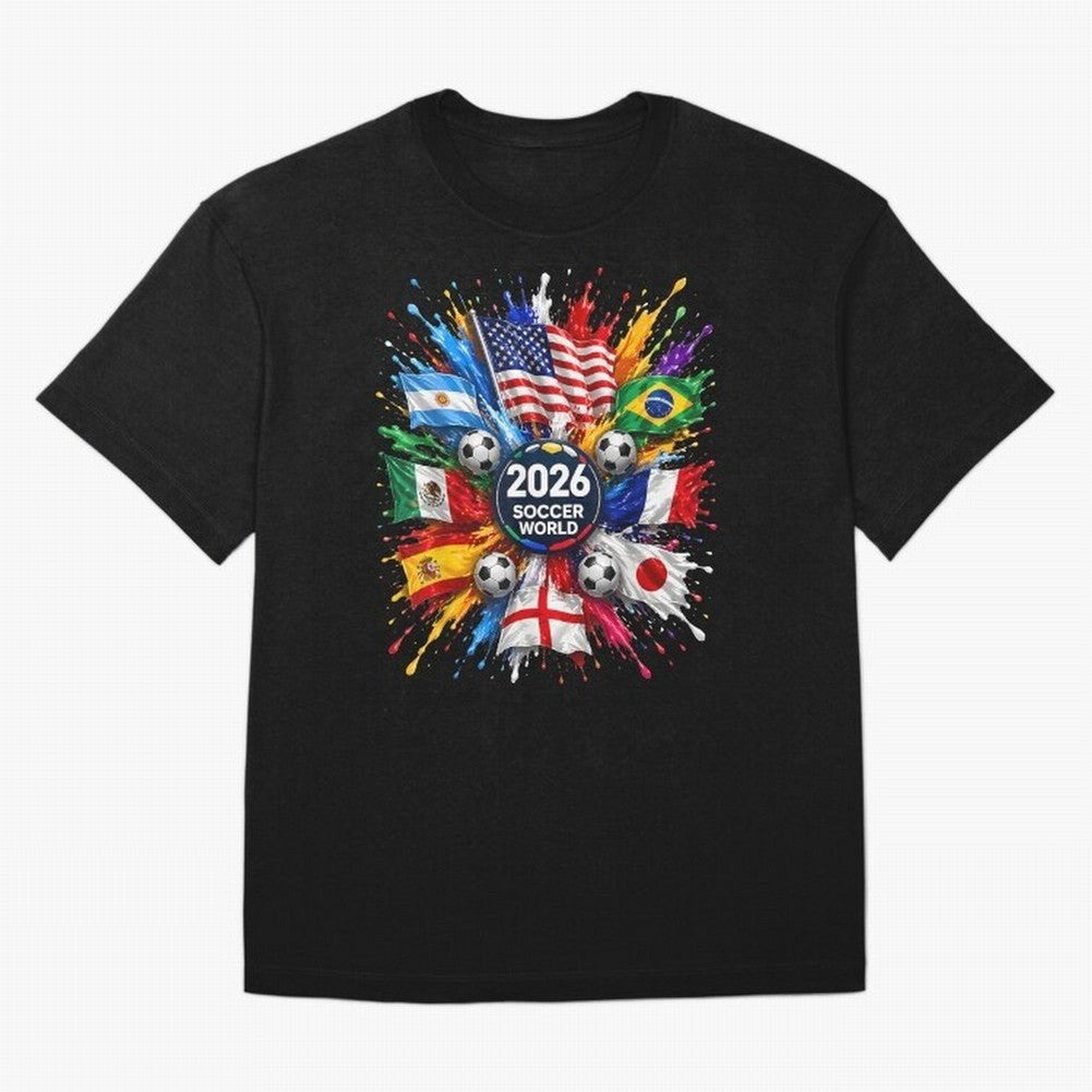 2026 Soccer World USA Flag Burst Fan Tee Oversized T-Shirt Share Match Day Hype around FIFA World Cup 2026 USA Canada Mexico, Cristiano Ronaldo, Germany, Championship Spirit, Famous Goals, Roaring Crowds and International Football Unity; Made for