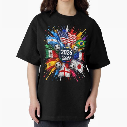 2026 Soccer World USA Flag Burst Fan Tee Oversized T-Shirt Share Match Day Hype around FIFA World Cup 2026 USA Canada Mexico, Cristiano Ronaldo, Germany, Championship Spirit, Famous Goals, Roaring Crowds and International Football Unity; Made for