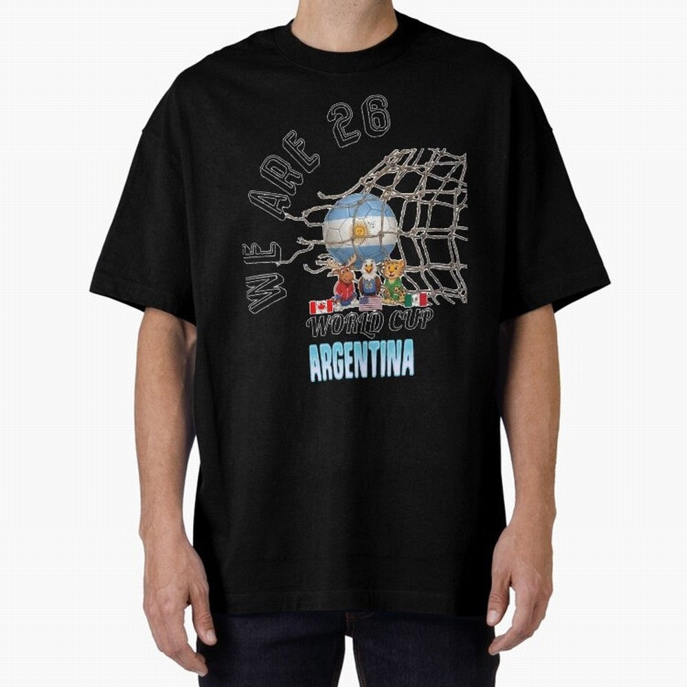 World Cup 26 - Argentina Oversized T-Shirt Spotlight Global Football Passion for FIFA World Cup 2026 USA Canada Mexico, Connected to CR7 and Messi, Portugal, Supporter Pride, Iconic Celebrations, Legendary Names and Global Match Day Energy; Ideal