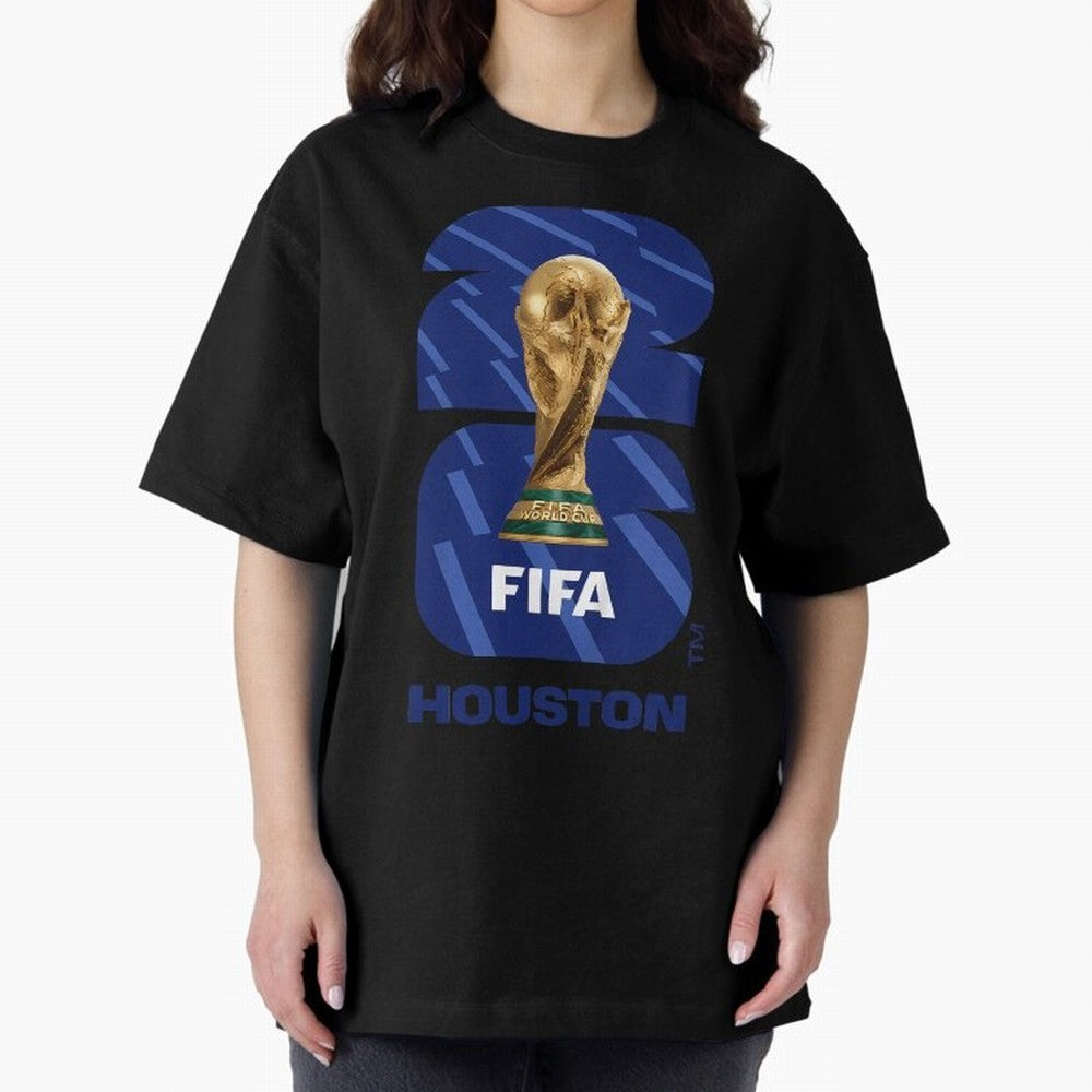 World Cup26 Houston Trophy Oversized T-Shirt Follow the Road to Global Football Passion for FIFA World Cup 2026, with Haaland and Mbappe, England, France and Netherlands, Supporter Pride, Iconic Celebrations, Legendary Names and Global Match Day
