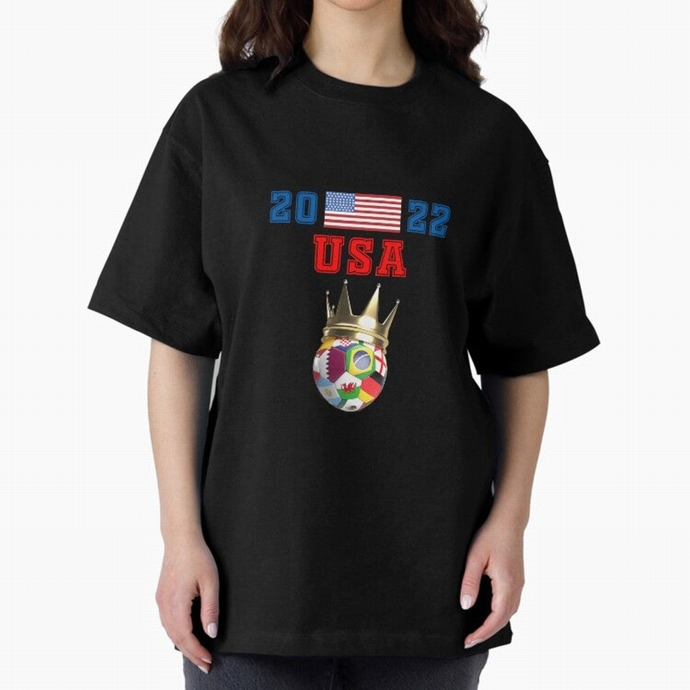 Usa World Cup Jersey 2022 Oversized T-Shirt Build Match Day Hype around FIFA World Cup 2026 USA Canada Mexico, CR7, Spain, Soccer Culture, Superstar Moments, National Team Dreams and Competitive Fire; Ideal for Fans Who Follow Messi, Cristiano