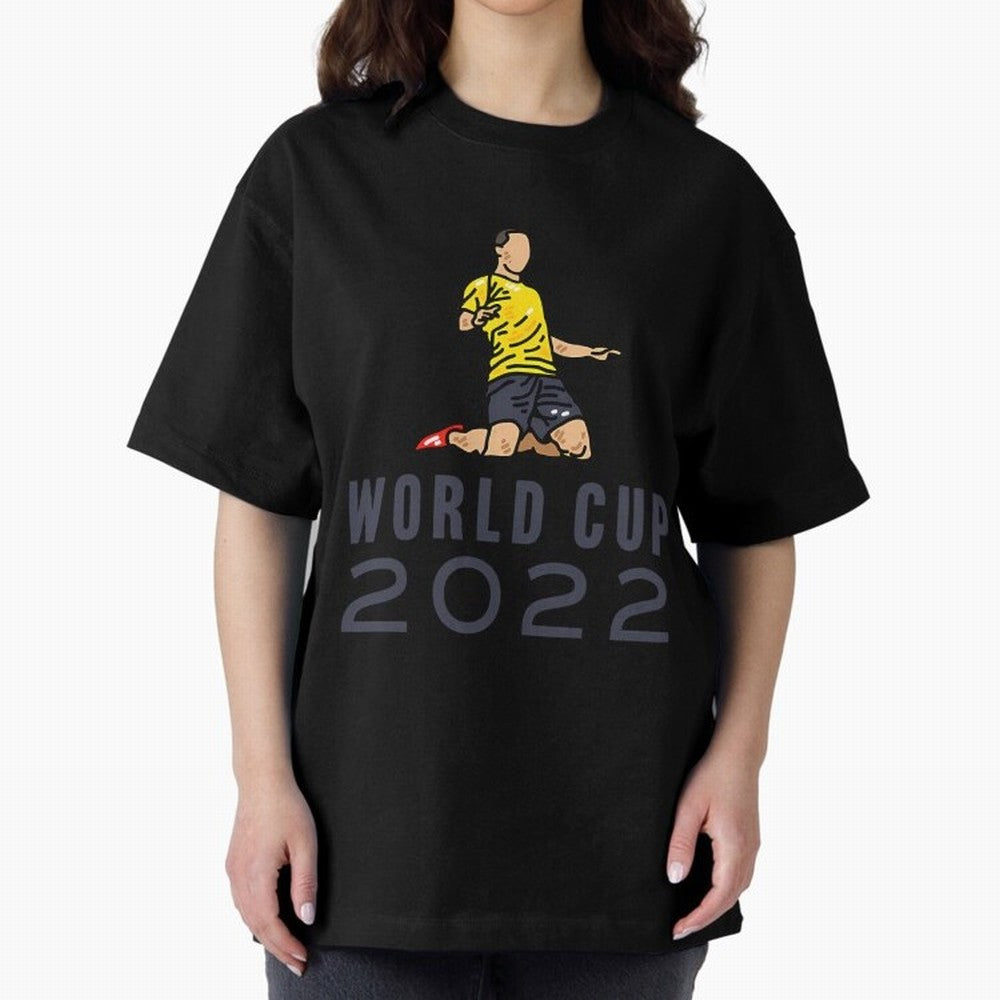 World Cup 2022 Oversized T-Shirt Relive Legendary Nights from FIFA World Cup 2026 for Fans of Cristiano Ronaldo, Haaland and CR7 and Spain and Netherlands, Bringing Vintage Soccer Flavor, Modern Football Stars, National Flags and Final Night