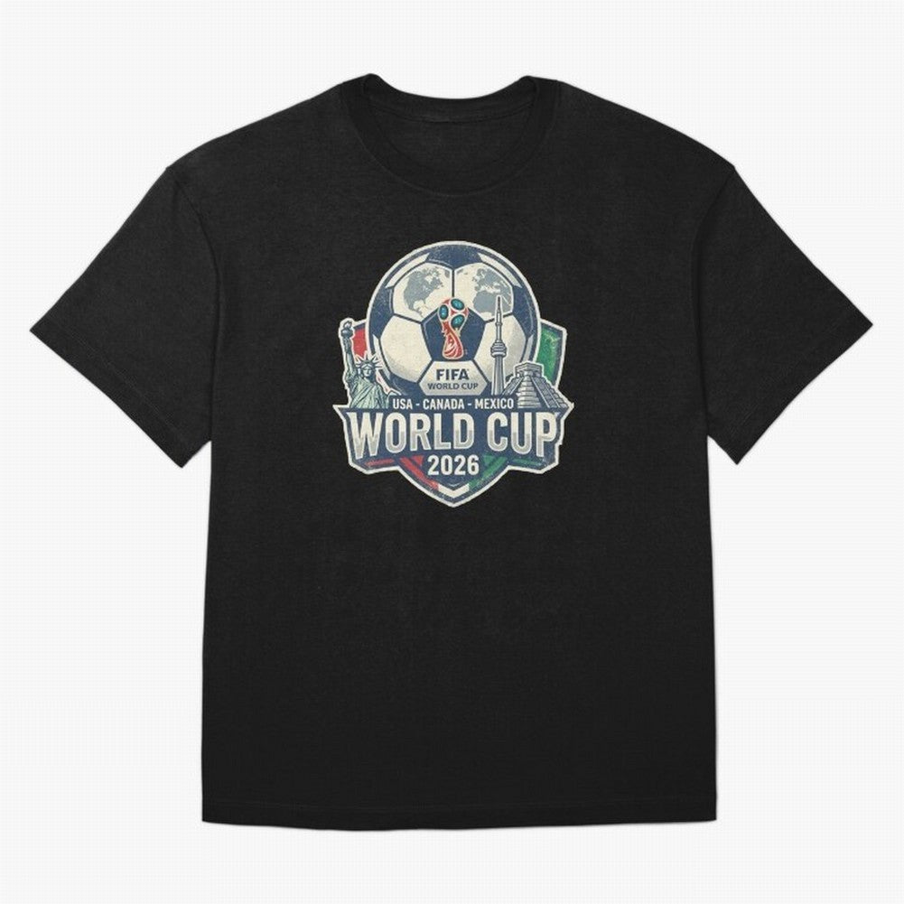 North America United Soccer 2026 Vintage Crest Oversized T-Shirt Create FIFA World Cup 2026 Centered on Messi, CR7 and Mbappe, Portugal Energy, Football Festival Excitement, Trophy Ambitions, Country Rivalries and Star Player Buzz; Created for