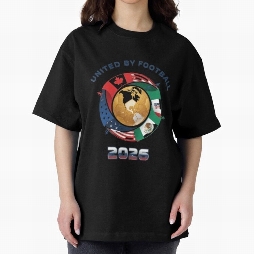 United By Football 2026 Oversized T-Shirt Feel the Roar of Match Day Hype around FIFA World Cup 2026, CR7, Portugal, Match Day Excitement, Supporter Culture, Golden Goals and Global Football Passion; Ideal for Passionate Fans Who Love Underdog