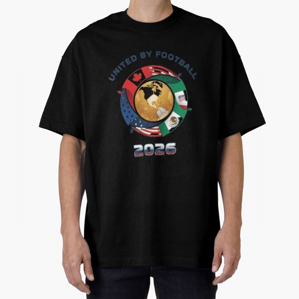 United By Football 2026 Oversized T-Shirt Feel the Roar of Match Day Hype around FIFA World Cup 2026, CR7, Portugal, Match Day Excitement, Supporter Culture, Golden Goals and Global Football Passion; Ideal for Passionate Fans Who Love Underdog