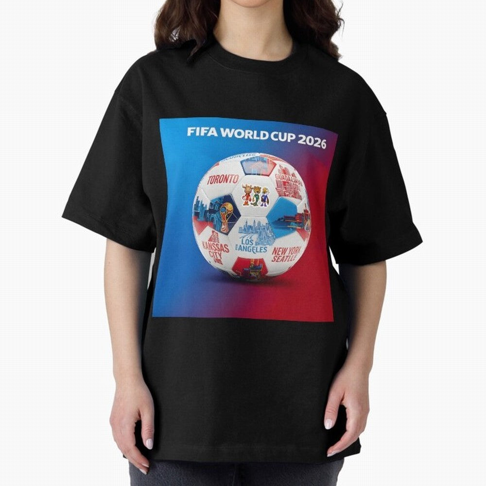 North America Football 2026 Oversized T-Shirt Share the Excitement of FIFA World Cup 2026 Group Stage for Fans of Haaland and England, Bringing Championship Spirit, Famous Goals, Roaring Crowds and International Football Unity; Ideal for Passionate