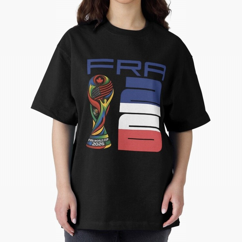 France World Cup 2026 Soccer - FRA 26 Blue White Red Oversized T-Shirt Support the FIFA World Cup 2026 Journey through CR7 Highlights, Netherlands Pride, Championship Spirit, Famous Goals, Roaring Crowds and International Football Unity; Made for