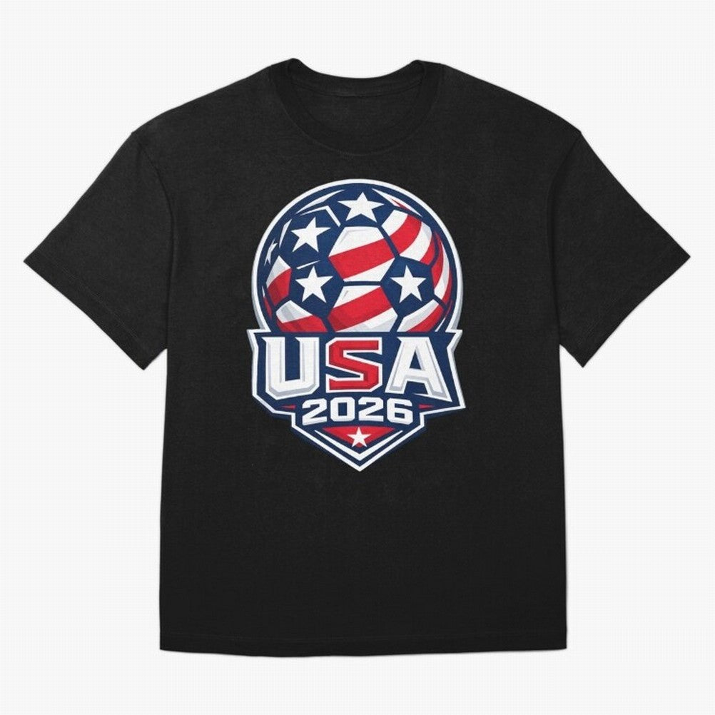 USA 2026 World Cup T-Shirt - Star Spangled Soccer Design - American Host Fan Tee Oversized T-Shirt Support Your Favorite Stars during FIFA World Cup 2026 Spirit, Featuring Portugal, Messi, CR7 and Mbappe, Classic Soccer Heritage, Championship
