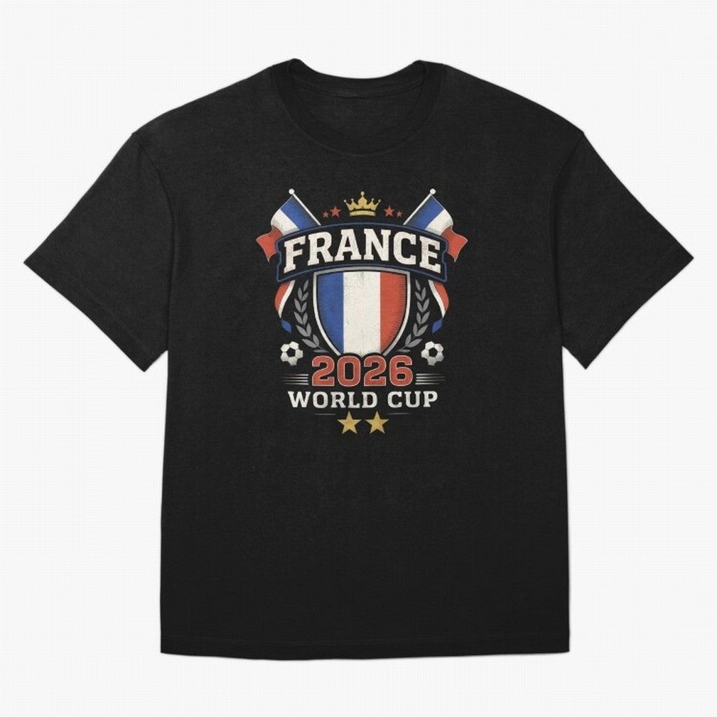France World Cup 2026 Football Heritage - Les Bleus Crest Oversized T-Shirt Show Fan Pride Across Global Football Passion for FIFA World Cup 2026 USA Canada Mexico, Driven by Messi, Spain, Football Festival Excitement, Trophy Ambitions, Country