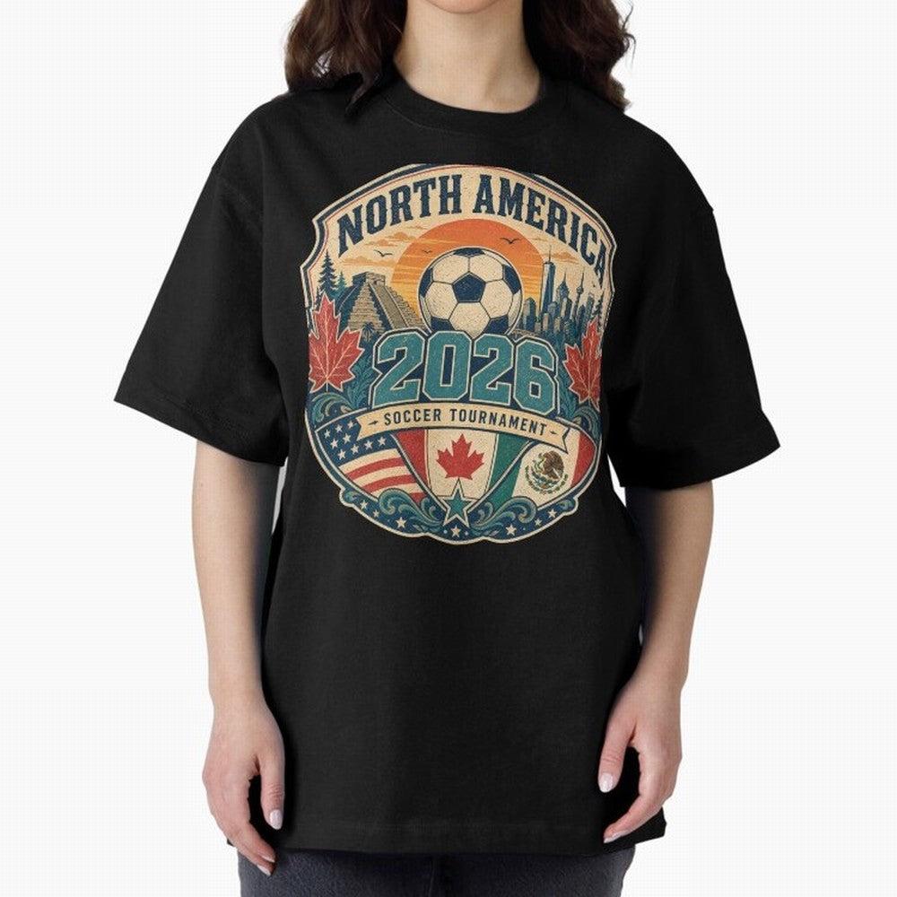 USA Canada Mexico Soccer Cup Oversized T-Shirt Honor FIFA World Cup 2026 USA Canada Mexico for Fans of CR7 and Brazil, Portugal and Argentina, Bringing Tournament Hype, Historic Matchups, Family Viewing Parties and Global Sports Pride; Created for