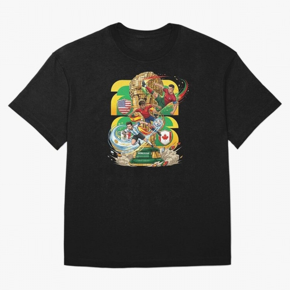 World Cup Teams 2026 Oversized T-Shirt Discover FIFA World Cup 2026 USA Canada Mexico Inspired by Messi and Cristiano Ronaldo, Spain and Netherlands Energy, Worldwide Fan Energy, Dramatic Goals, Stadium Lights and Championship Celebrations; Made