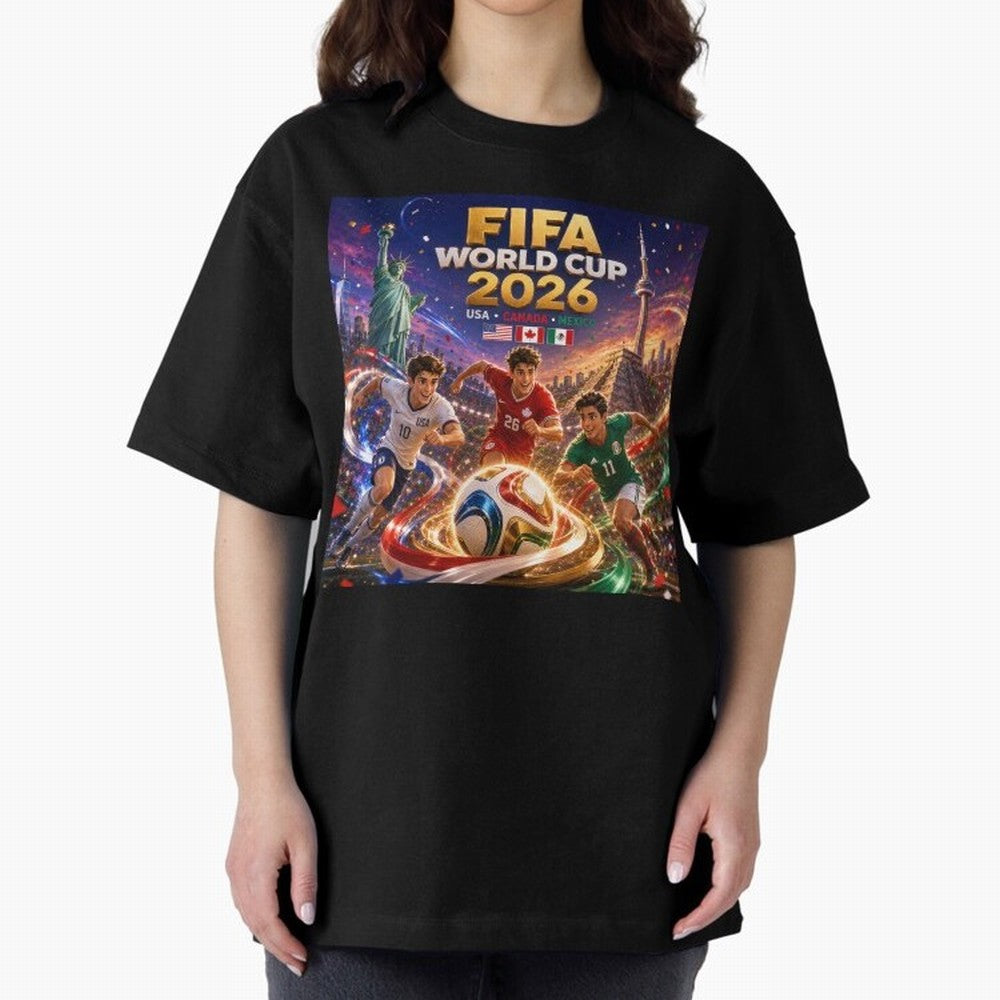Host Nations Football 2026 #football 2026 Oversized T-Shirt Experience FIFA World Cup 2026 USA Canada Mexico for Fans of CR7 and Messi and England and Germany, Bringing Goal Celebration Energy, Supporter Heritage, Football Icons and Worldwide