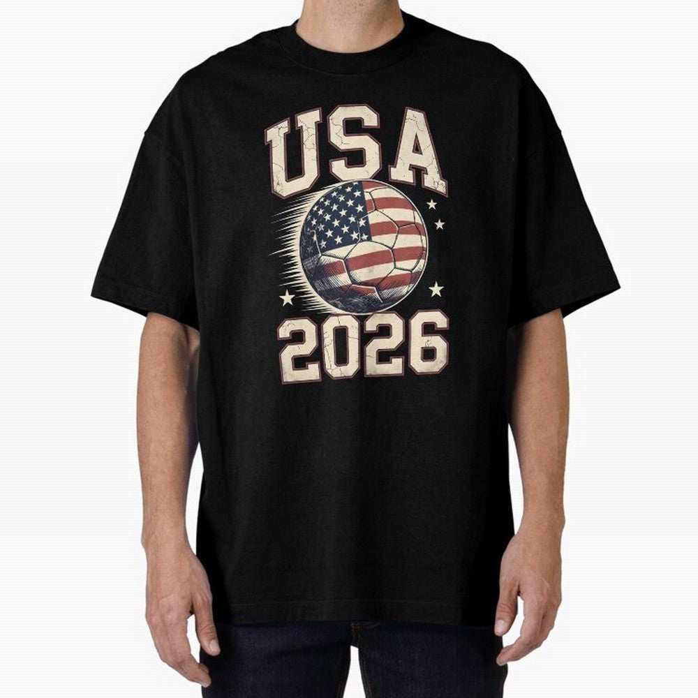 USA 2026 World Cup Soccer Oversized T-Shirt Embrace the FIFA World Cup 2026 Group Stage Journey through Mbappe and Neymar Highlights, Argentina, France and Brazil Pride, Global Supporter Spirit, Legendary Goals, National Colors and Tournament