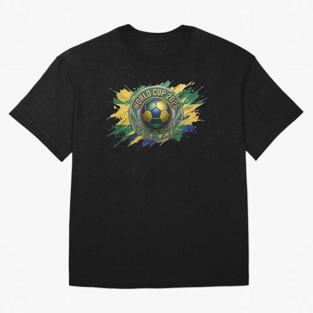 World Cup 2026 Brazil Soccer Ball Paint Splash Oversized T-Shirt Feel the Trophy Chase of the FIFA World Cup 2026 USA Canada Mexico Journey through CR7 Highlights, Germany Pride, Game Day Rituals, Football Legends, Country Pride and the Road to the