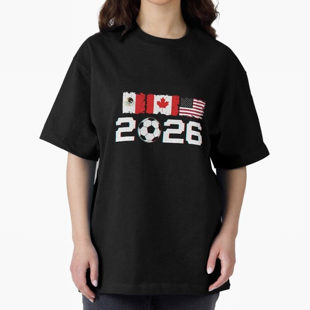 Glitched United 2026 Cup - North America Emblem Part 2 T-Shirt_82924673 Oversized T-Shirt Create FIFA World Cup 2026 Spirit, Celebrating Portugal, Spain and Germany, CR7, Worldwide Fan Energy, Dramatic Goals, Stadium Lights and Championship