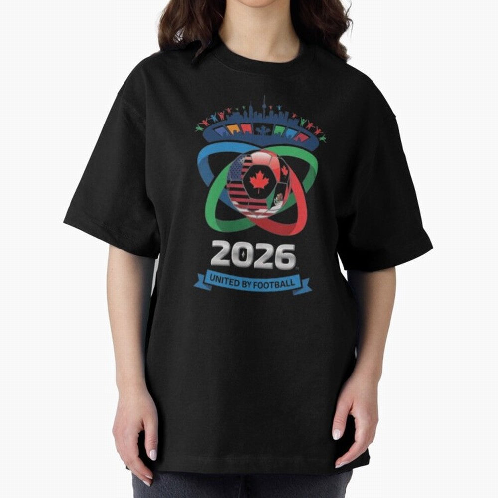 Infinity Loop World Cup 2026 Host Nation Design Oversized T-Shirt Spotlight FIFA World Cup 2026 USA Canada Mexico for Fans of CR7 and Messi and Argentina, France and Brazil, Bringing Stadium Chants, National Pride, Trophy Dreams and Unforgettable