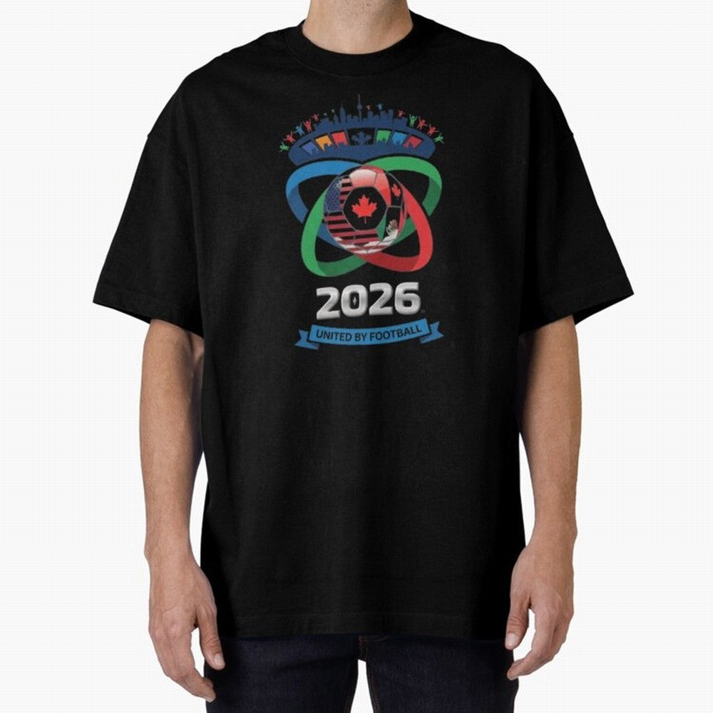 Infinity Loop World Cup 2026 Host Nation Design Oversized T-Shirt Spotlight FIFA World Cup 2026 USA Canada Mexico for Fans of CR7 and Messi and Argentina, France and Brazil, Bringing Stadium Chants, National Pride, Trophy Dreams and Unforgettable