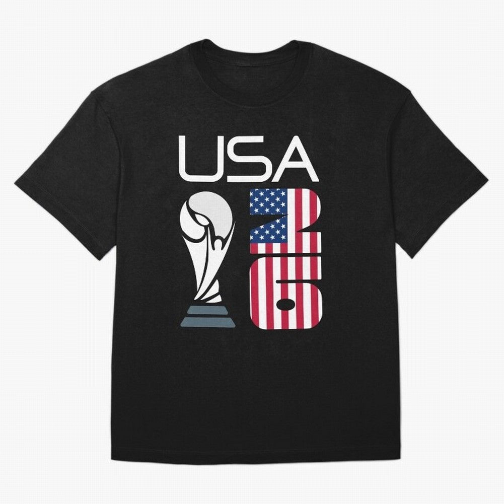 USA 2026 Soccer World Cup Trophy American Flag Design Oversized T-Shirt Remember Iconic Moments from the FIFA World Cup 2026 Group Stage Journey through Haaland Highlights, Portugal, Spain and Germany Pride, Soccer Culture, Superstar Moments,