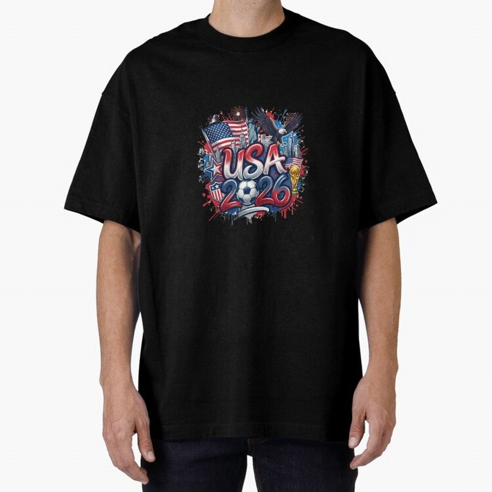 Usa World Cup 2026 Football Legacy Oversized T-Shirt Enjoy the Biggest Football Party of FIFA World Cup 2026 Group Stage for Fans of Messi, Neymar and Mbappe and Spain and Netherlands, Bringing Classic Soccer Heritage, Championship Pressure, Fan