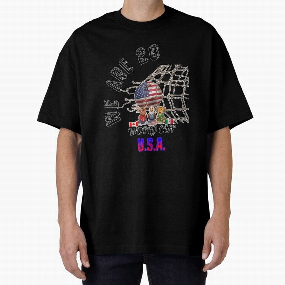 World cup 26 - USA Oversized T-Shirt Live the Energy of FIFA World Cup 2026 Group Stage for Fans of Mbappe and Spain and Netherlands, Bringing Soccer Culture, Superstar Moments, National Team Dreams and Competitive Fire; Perfect for Supporters Who