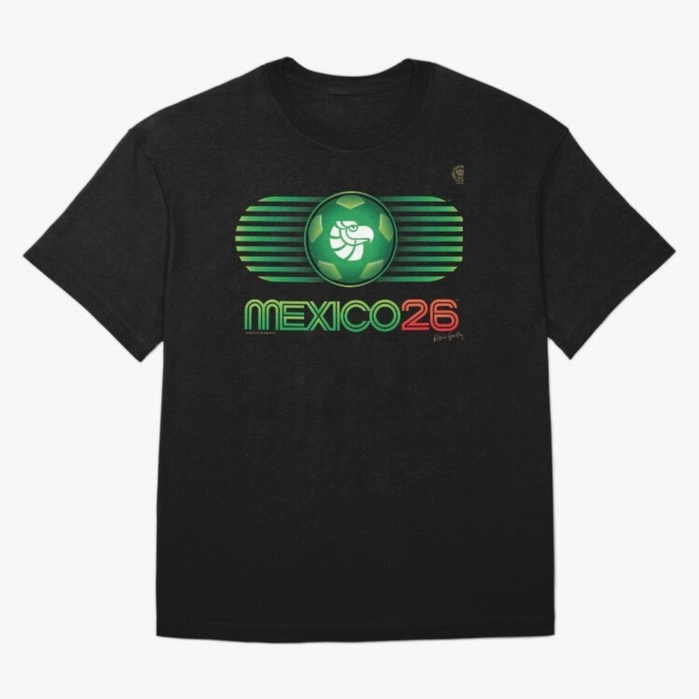 Mexico 26 World Cup Retro Logo. Autographed Oversized T-Shirt Build FIFA World Cup 2026 Group Stage Inspired by Messi, Neymar and Mbappe, Netherlands Energy, Vintage Soccer Flavor, Modern Football Stars, National Flags and Final Night Emotion;