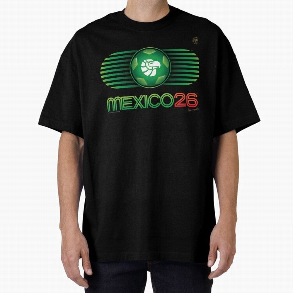 Mexico 26 World Cup Retro Logo. Autographed Oversized T-Shirt Build FIFA World Cup 2026 Group Stage Inspired by Messi, Neymar and Mbappe, Netherlands Energy, Vintage Soccer Flavor, Modern Football Stars, National Flags and Final Night Emotion;