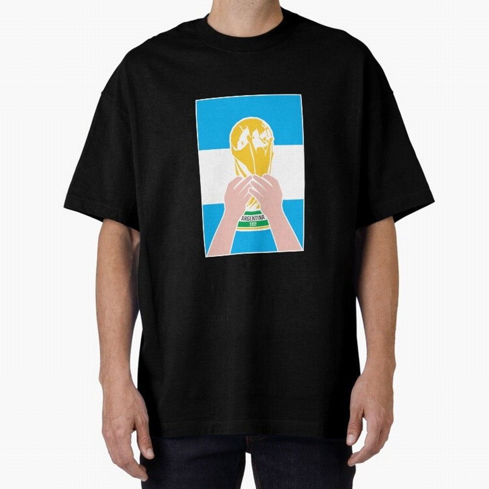 Champion Argentina 2022 Oversized T-Shirt Make Every Kick Count in FIFA World Cup 2026 Spirit, Built around England, France and Netherlands, CR7, Soccer Culture, Superstar Moments, National Team Dreams and Competitive Fire; Ideal for Football Dads,