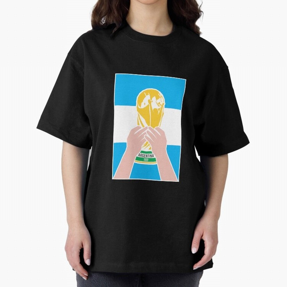 Champion Argentina 2022 Oversized T-Shirt Make Every Kick Count in FIFA World Cup 2026 Spirit, Built around England, France and Netherlands, CR7, Soccer Culture, Superstar Moments, National Team Dreams and Competitive Fire; Ideal for Football Dads,