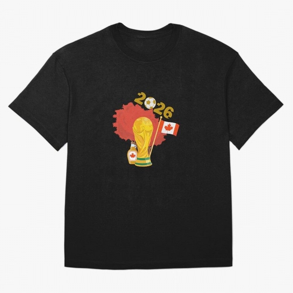 Canada 2026 Football Championship Golden Oversized T-Shirt Honor the Beautiful Game during Match Day Hype around FIFA World Cup 2026 Group Stage, Messi and Cristiano Ronaldo, France and Portugal, Champion Mindset, Group Stage Buzz, Knockout Tension