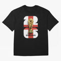 England Football World Cup 2026 - Three Lions Gold Trophy Edition Oversized T-Shirt Stand Proud for Match Day Hype around FIFA World Cup 2026 Group Stage, Haaland and Mbappe, France, Stadium Memories, Football Loyalty, International Chants and