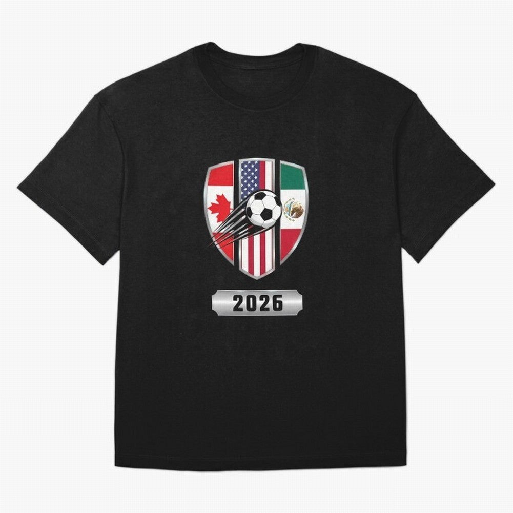 North United America Shield 2026 Cup Oversized T-Shirt Honor Football Greatness during the FIFA World Cup 2026 Journey through CR7 and Messi Highlights, Portugal Pride, Championship Spirit, Famous Goals, Roaring Crowds and International Football