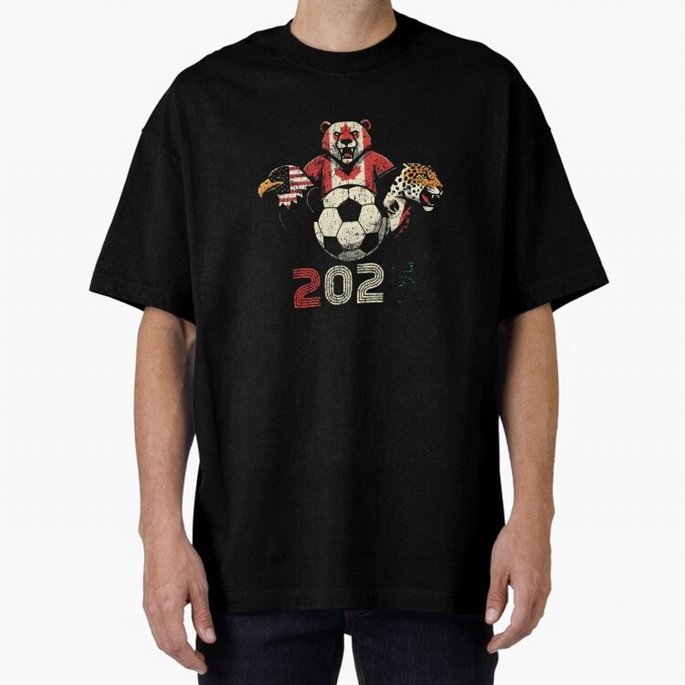 United 2026 Soccer Mascots North America Tournament T-Shirt_83157189 Oversized T-Shirt Feel the Trophy Chase of Global Football Passion for FIFA World Cup 2026 USA Canada Mexico, Featuring Messi and Cristiano Ronaldo, Portugal, Champion Mindset,