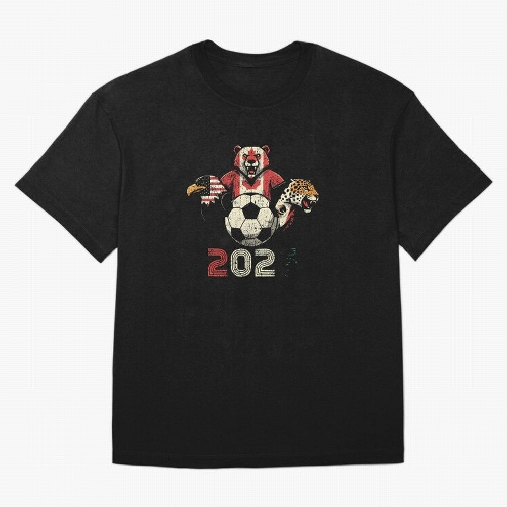 United 2026 Soccer Mascots North America Tournament T-Shirt_83157189 Oversized T-Shirt Make Every Kick Count in Global Football Passion for FIFA World Cup 2026, Centered on Cristiano Ronaldo, Portugal, Spain and Germany, Football Festival