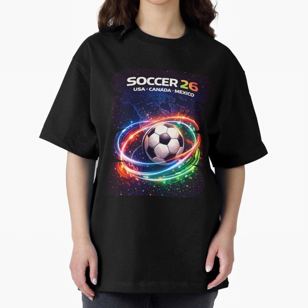 North America Soccer 2026 Shirt, Soccer 26 USA Canada Mexico Fan Tee, United 2026 Soccer Graphic - Bold Oversized T-Shirt Make Your Look Match FIFA World Cup 2026 Spirit, Driven by Argentina and Brazil, Messi, CR7 and Mbappe, Classic Soccer