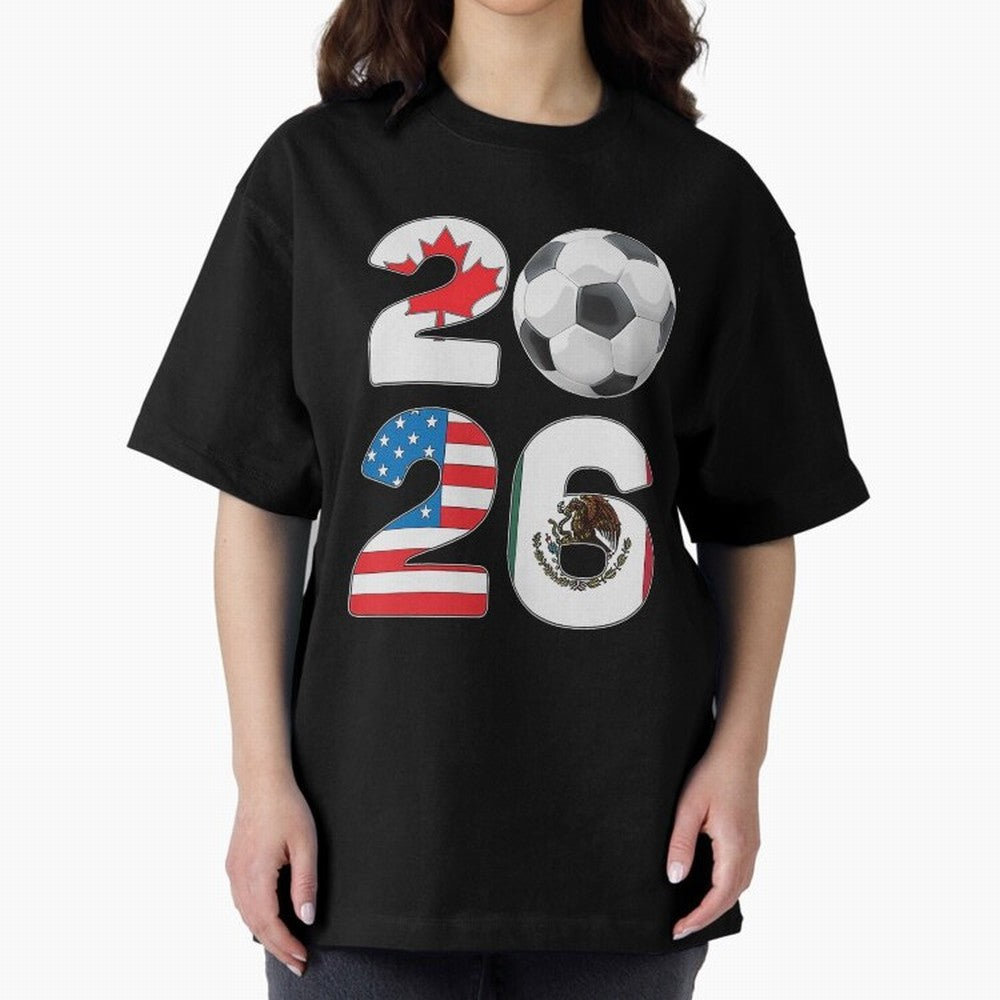 2026 North America Football Massive Event Soccer Ball Oversized T-Shirt Celebrate the Stars of Global Football Passion for FIFA World Cup 2026 Group Stage, Driven by CR7 and Messi, Germany, Soccer Culture, Superstar Moments, National Team Dreams